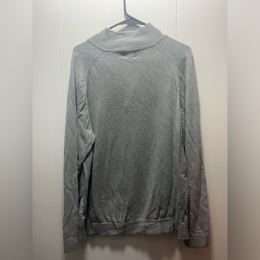 LL Bean Sweater Mens Size Large Gray Cotton Cashmere Quarter‎ Zip Pullover - Picture 3 of 3